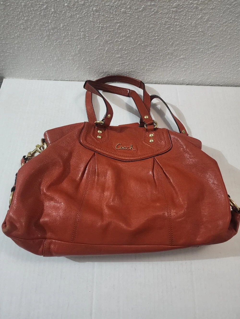 COACH Ashley Vermillion Orange Leather Satchel Shoulder Crossbody Bag Vintage